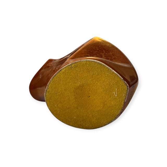Ceramic Mid-Century Modern Studio Pottery Frog Sculpture in Amber Glaze by Ouix, 1960s For Sale - Image 7 of 8
