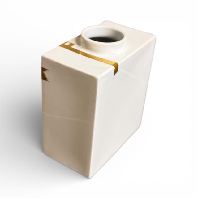 KPM Porcelain KPM Berlin Vintage Vase With Gold Accents With Blue Bold Geometric ModernIn - Design by Trude Petri Signed For Sale - Image 4 of 10