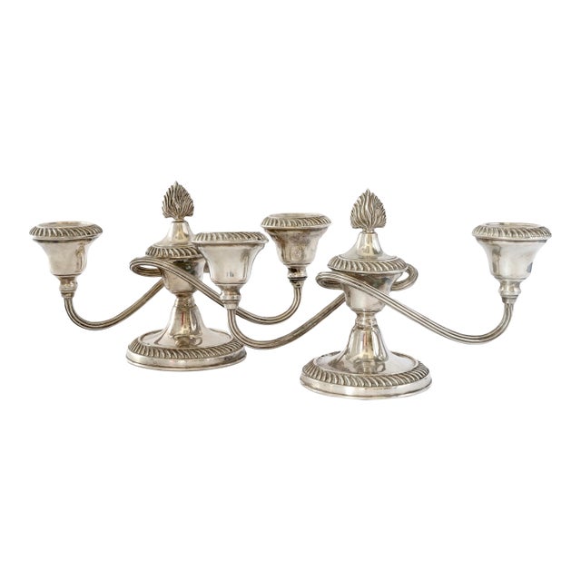1930s English Sheffield Plate Candelabras, a Pair For Sale
