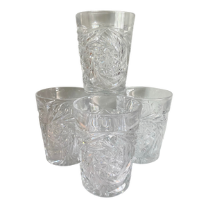 Antique Hand Cut Crystal Double Old Fashioned Glasses - Set of 4