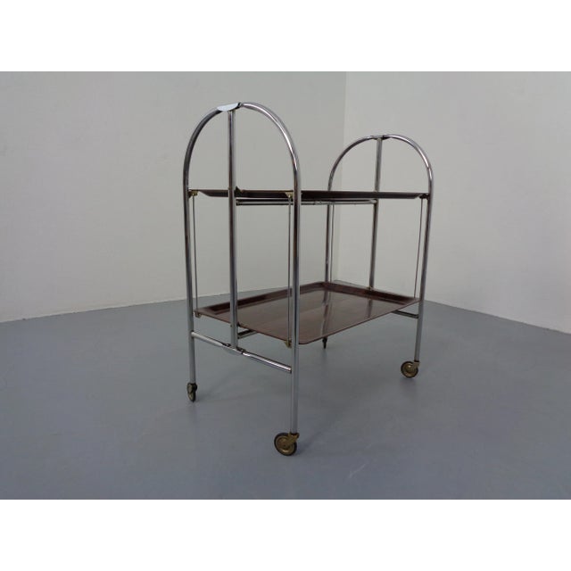 Vintage Optic Rosewood Pressalit Tea Cart, 1970s For Sale - Image 4 of 18
