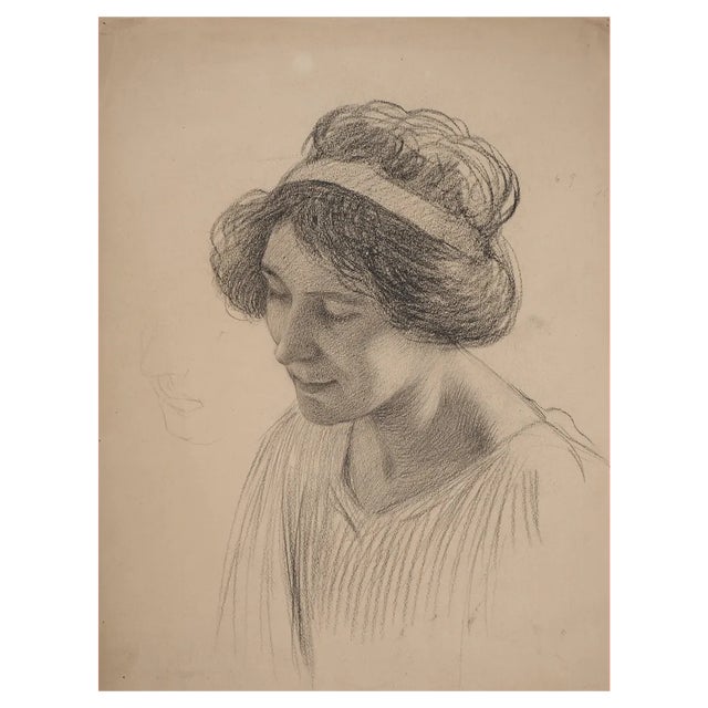 Léopold Franz Kowalski, Portrait of Amélia, Original Drawing For Sale