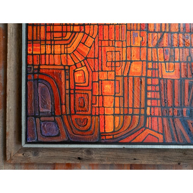 Mid-Century Modern Colorful Geometric Abstract Oil Painting For Sale - Image 9 of 18