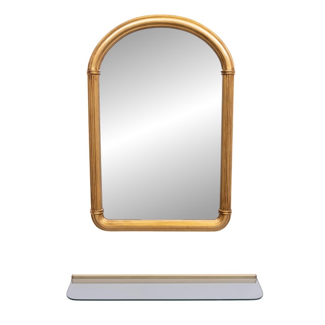 Gold Hollywood Regency Gold Mirror and Consolem Belgium, 1970s, Set of 2 For Sale - Image 8 of 8