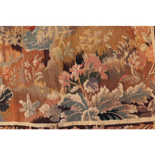 Antique French Tapestry With Woodland Landscape and Swan Design For Sale In Atlanta - Image 6 of 15
