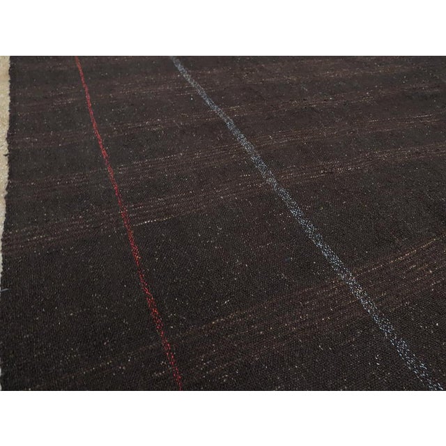 Mid 20th Century Galerie Shabab Collection Mid-20th Century Turkish Tribal Kilim Room Size Carpet in Dark Brown and Black For Sale - Image 5 of 9