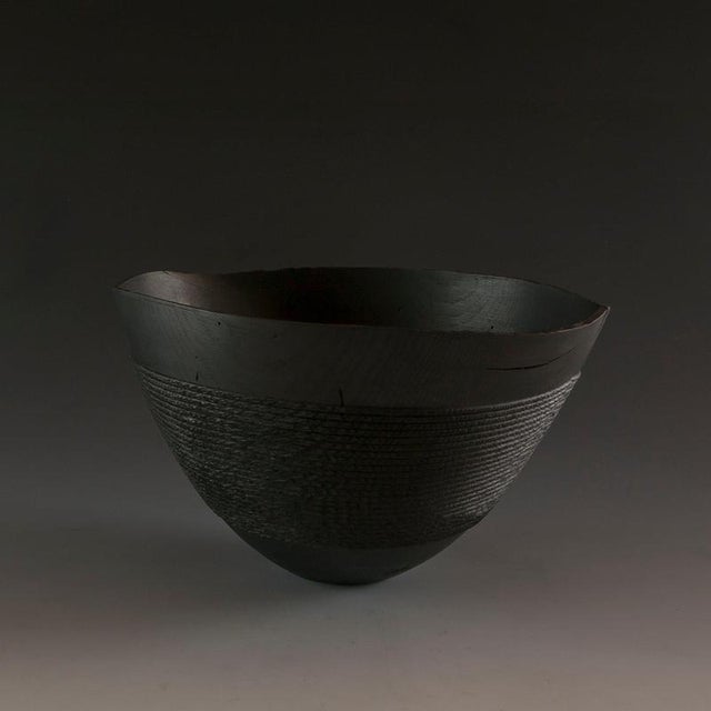 Rope Bowl in Oak Black Stain Wood by Yann Marot For Sale - Image 4 of 7