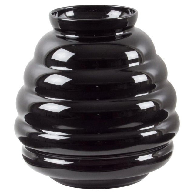 Belgium Oversized Black Glass Vase, 1950s For Sale - Image 11 of 11