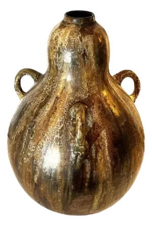 Vintage Art Nouveau Colocynth Vase with Three Handles by Roger Guerin, 1920