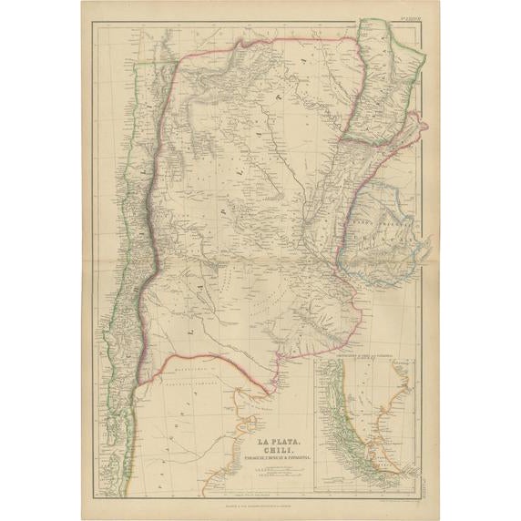 Antique Map of La Plata by W. G. Blackie, 1859 For Sale