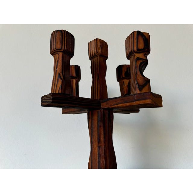 Wood Vintage Hand Carved Wood Five Arms Candelabra For Sale - Image 7 of 9