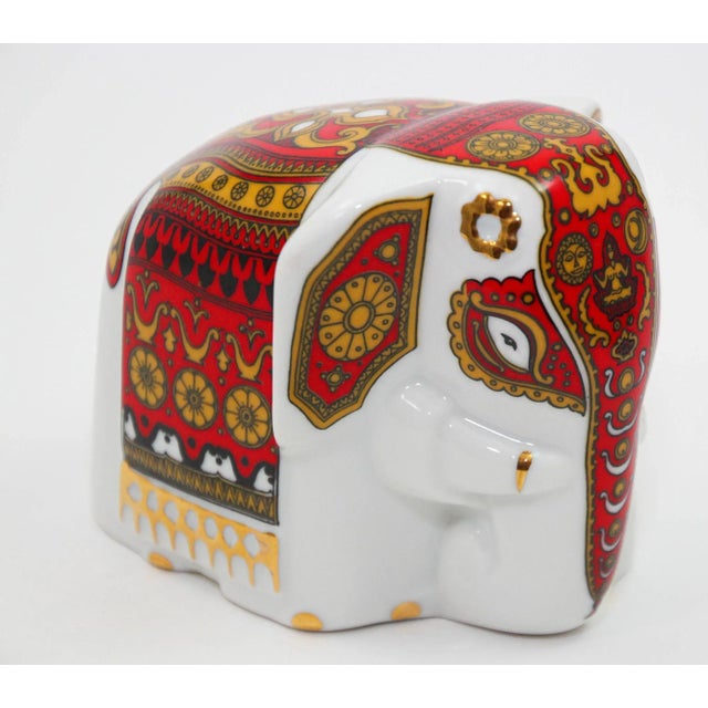 Asian Gilded Porcelain Elephant Ornament Paperweight Sri Lanka For Sale In Palm Springs - Image 6 of 12