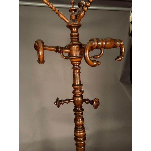 Oxblood Red 19th Century Italian Walnut Hall Tree / Rotating Coat Rack From Piedmont, Circa 1830 For Sale - Image 8 of 13