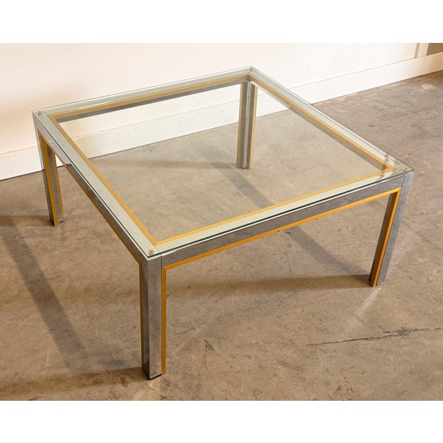 Romeo Rega Italian Chrome and Brass Glass Top Coffee Table, 1970s For Sale In Providence - Image 6 of 10