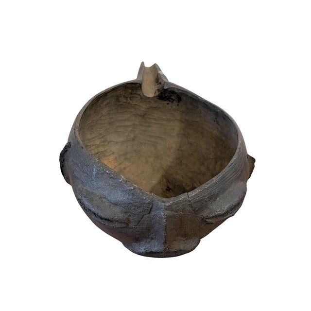 Vintage Kuba Wooden Cup Figural Head Congo 10" D For Sale - Image 4 of 6