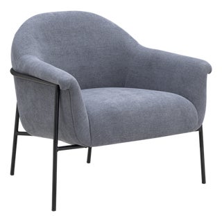 Lua Blue Chenille Accent Chair For Sale