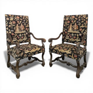 Louis XIV Walnut Armchairs, Set of 2 For Sale