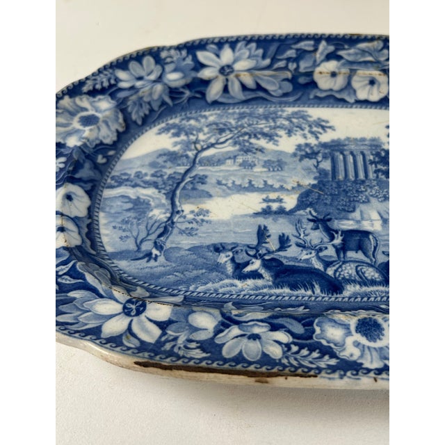 Early 19th Century Antique English Staffordshire Blue and White Platters For Sale - Image 5 of 7