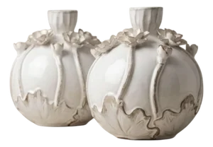 Pair of Italian Hand-Crafted Floral Ceramic Bud Vases