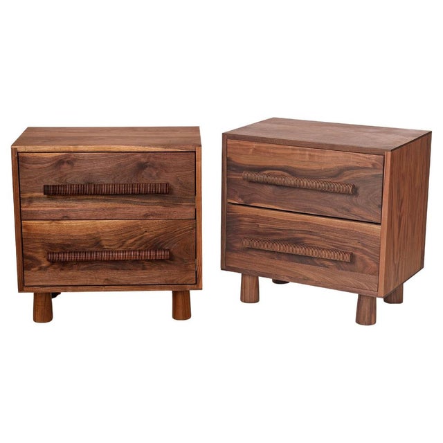 Wood American Studio Nightstands in Walnut by Michael Rozell US, Set of 2 For Sale - Image 7 of 7