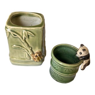 Vintage Asian Bamboo Motif Planters/Catchalls For Sale