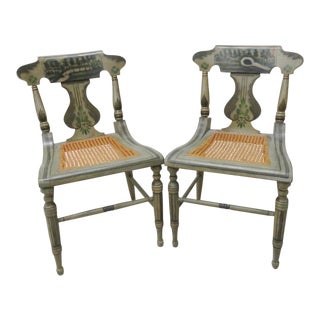 19th C. Baltimore Paint Decorated Side Chairs - A Pair For Sale