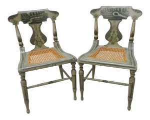 19th C. Baltimore Paint Decorated Side Chairs - A Pair