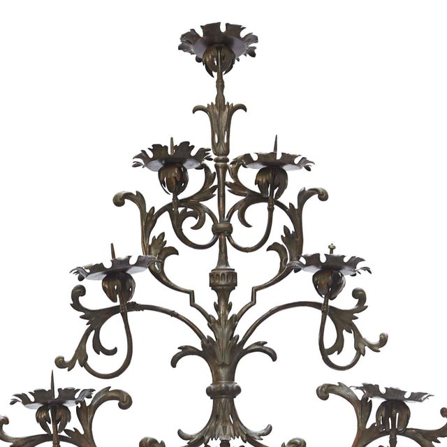 Large Wrought Iron 15-Flame Wall Candleholder, 1700s For Sale - Image 3 of 7