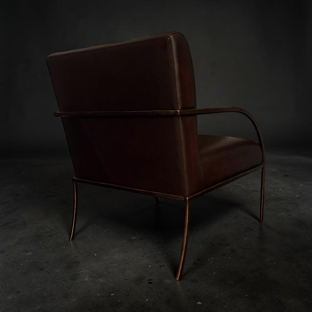 Global Views Swoop Chair in Lava Brindisi Leather & Bronze Iron For Sale In Dallas - Image 6 of 10