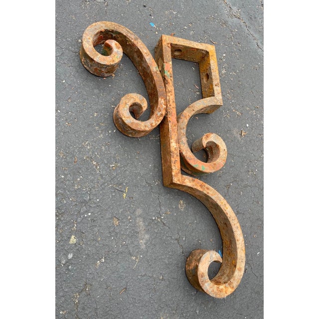 Gothic Large Antique 1800s Cast Iron Architectural Salvage Corbel Bracket Church Sconce For Sale - Image 3 of 8