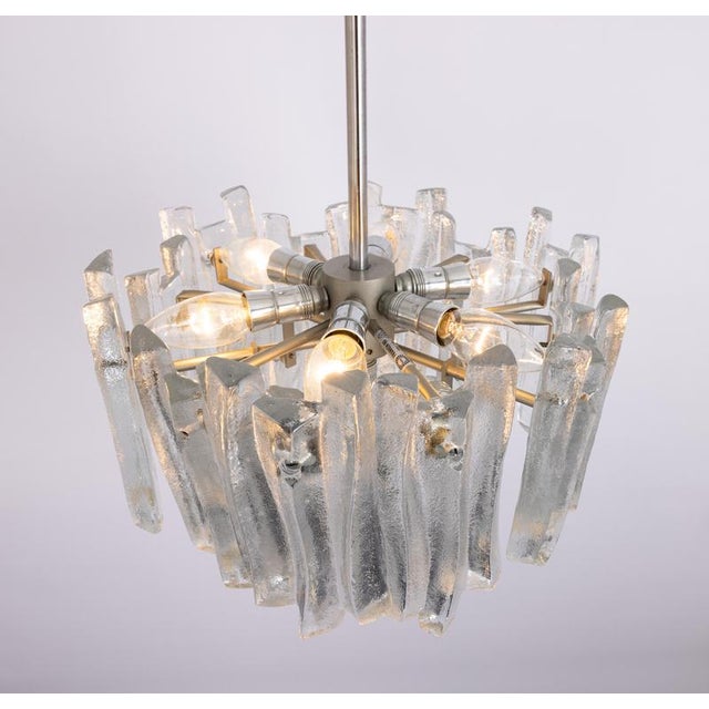 Glass Fuente Chandelier in Ice Glass from Kalmar, Germany, 1970s For Sale - Image 7 of 13