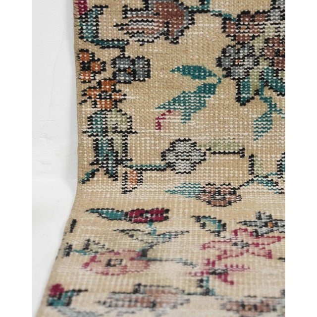 1970s Vintage Turkish Oushak Handmade Wool Cotton Brown Floral Area Rug For Sale - Image 9 of 11