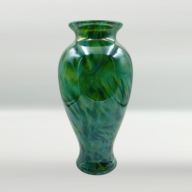 Vintage 1960s Murano Green Blown Glass Vase For Sale - Image 4 of 9