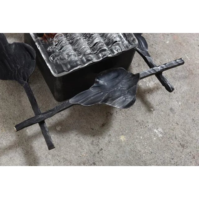 Brutalist Glass and Wrought Iron Lights by Tom Ahlström & Hans Ehrich, 1968, Set of 2 For Sale - Image 4 of 7