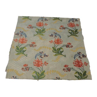 18th C. Silk Orange & Green French Textile Panel For Sale