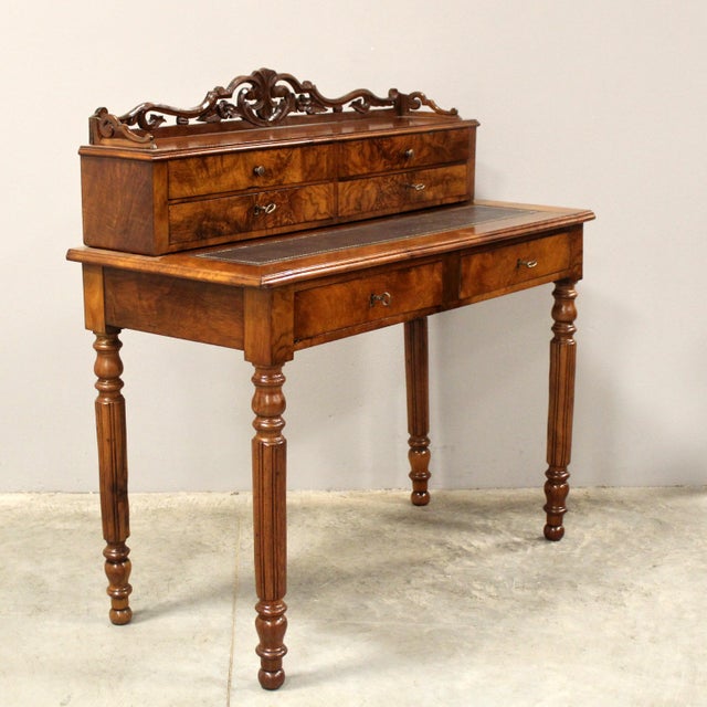 Antique 19th Century Louis Philippe Walnut Writing Desk For Sale - Image 3 of 12