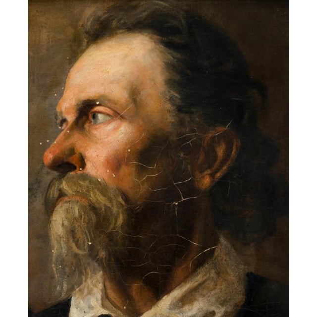 European School, early 19th century "Man in Half Profile", oil on canvas, approx. 42 x 34 cm, minor paint loss, framed
