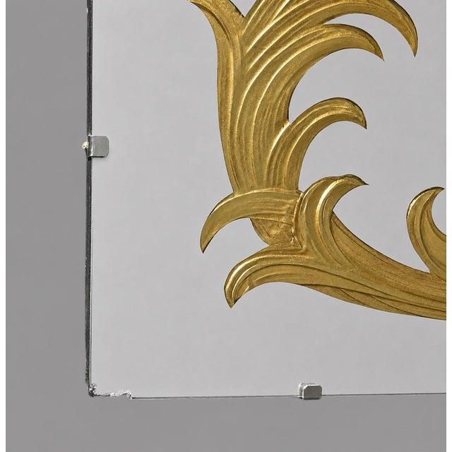 1930s Antique Gold Gilt Venetian Etched Wall Mirror Beveled Glass Rectangle Vintage For Sale - Image 5 of 9