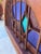 Very large and impressive vintage stained glass window with iron bars. Perfect for man cave, bar, garage, lanai or...
