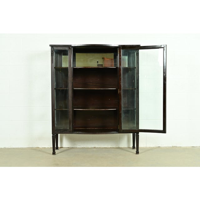 Berkey & Gay Berkey & Gay Style Antique French Regency Louis XVI Carved Mahogany Bookcase or Display Cabinet, Circa 1900 For Sale - Image 4 of 10