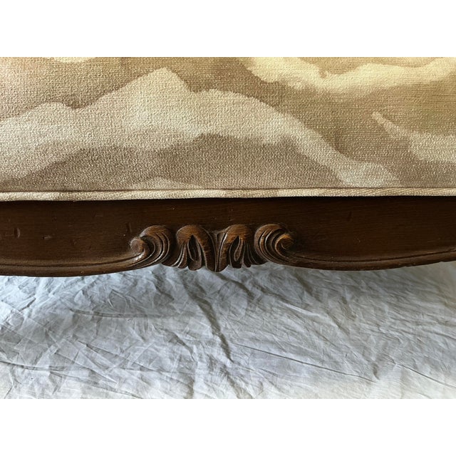 Brown Early French Louis XV Style Carved Walnut Bench / Ottoman in Zebra Velvet For Sale - Image 8 of 8