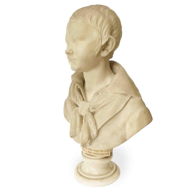 Stone Stanga Francesco, Bust of a Child, 1837, Marble For Sale - Image 7 of 13
