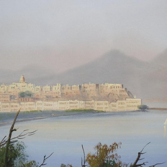 View of Naples, Gouache on Cardboard, Framed For Sale - Image 6 of 12