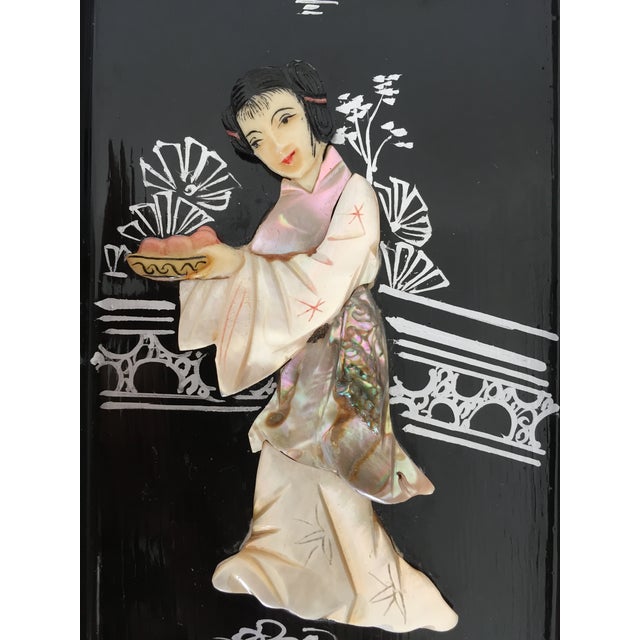 Vintage Chinese Lacquer Tabletop Folding Screen For Sale - Image 9 of 16