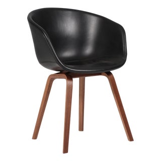 Dining Chairs Model AAC22 in Walnut and Black Silk Aniline Leather from Hay For Sale
