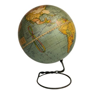 Antique 1909 Peerless Terrestrial Globe on Wire Stand. For Sale