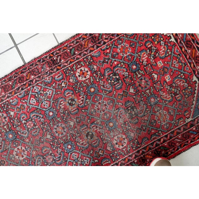 1920s, Distressed Antique Persian Hamadan Runner 2.8' X 9.11' For Sale - Image 11 of 12