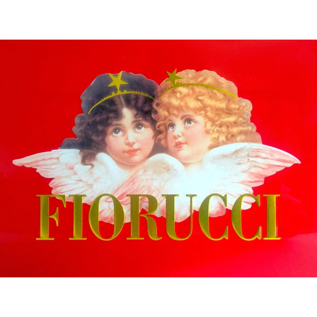 Vintage 1980s Fiorucci New Wave Italian Fashion Cherub Angels Post Modern Red Tin Metal Box For Sale - Image 12 of 13