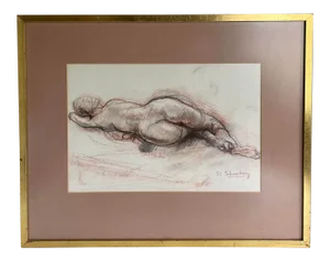 Sheldon C. Schoneberg Signed Original Nude Drawing