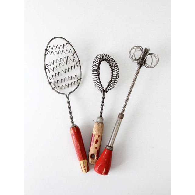 Vintage Red-Handled Whisk Collection For Sale - Image 9 of 9